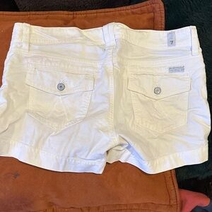 7 For All Mankind White Denim Short Shorts